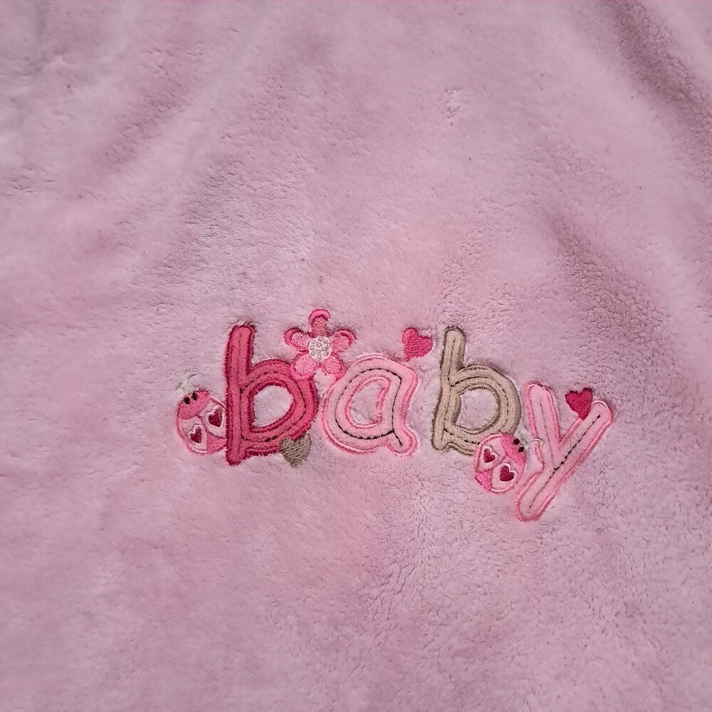 Just Born baby‎ blanket pink ladybug letters flowers hearts girls soft Vintage